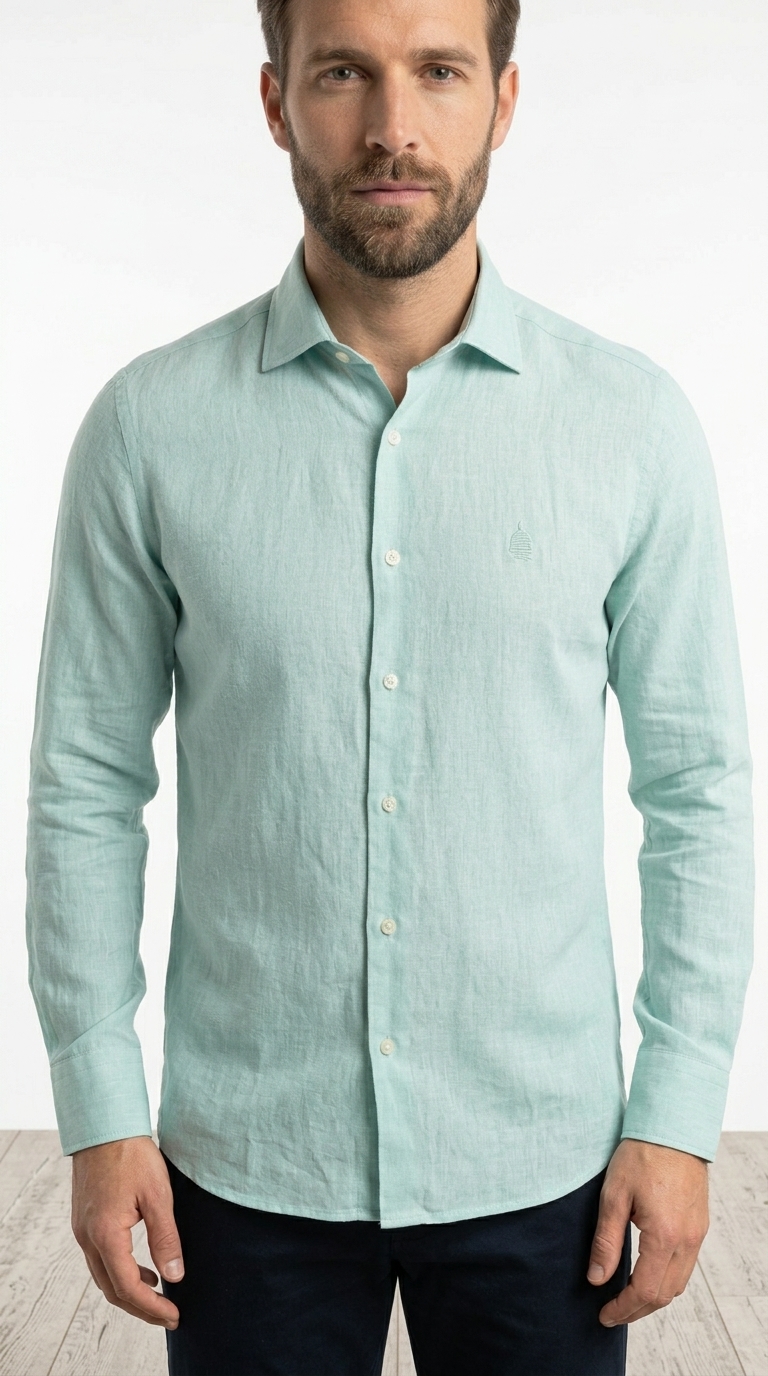 Camicia Lino Collo Francese
